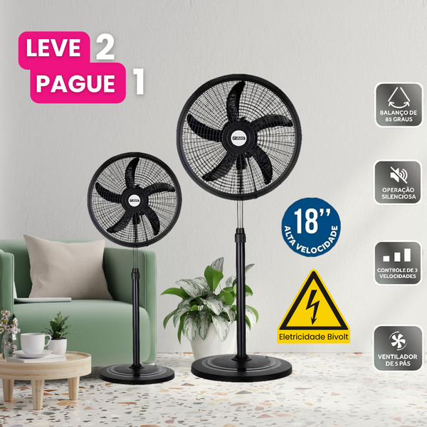 [Leve 2 Pague 1] Ventilador MaxTurbo Potência Extrema + BRINDE: 2 Suporte de Parede